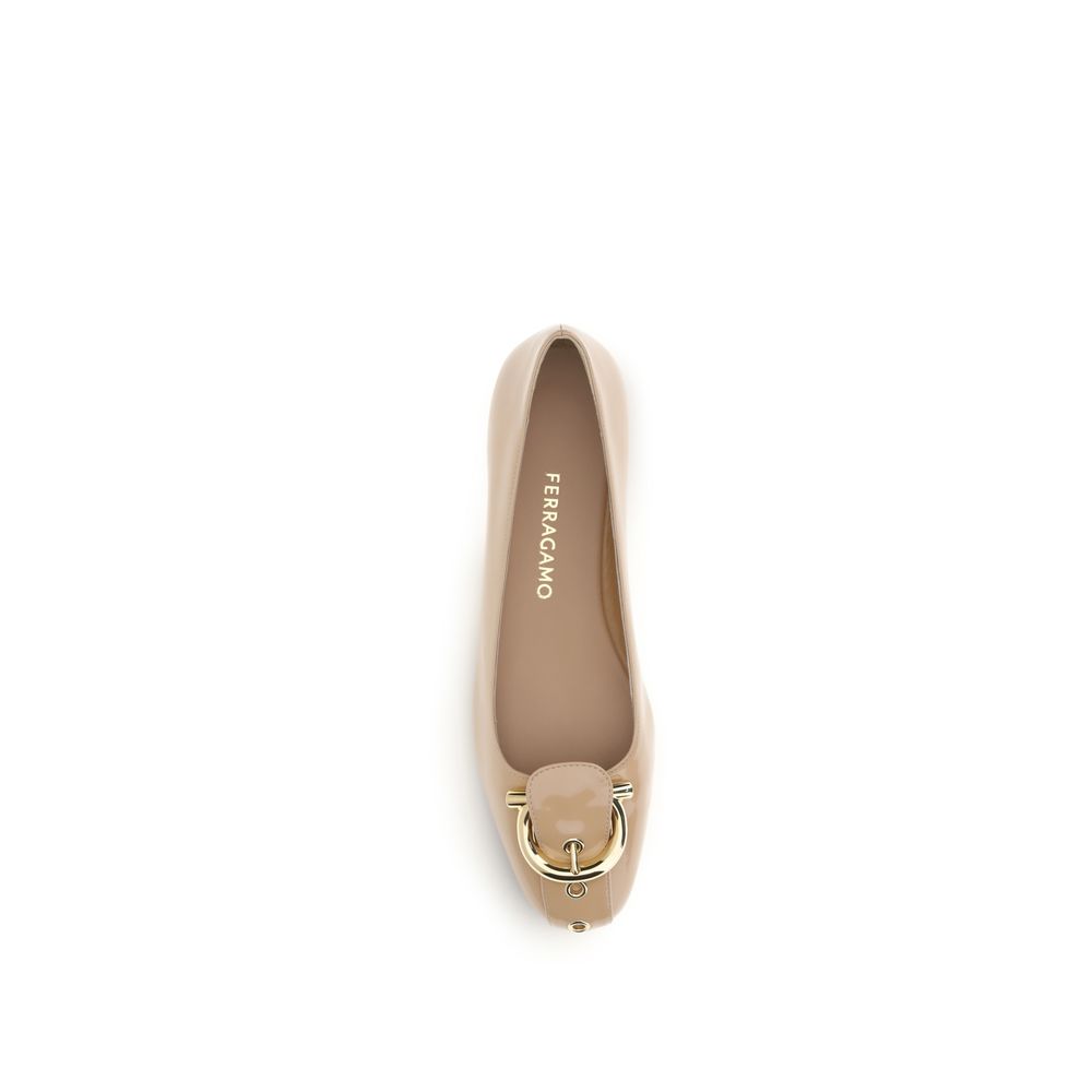 Beige Calf Leather Bos Taurus Ballet Flats