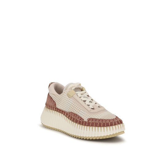 Beige Nylon Athletic Sneakers