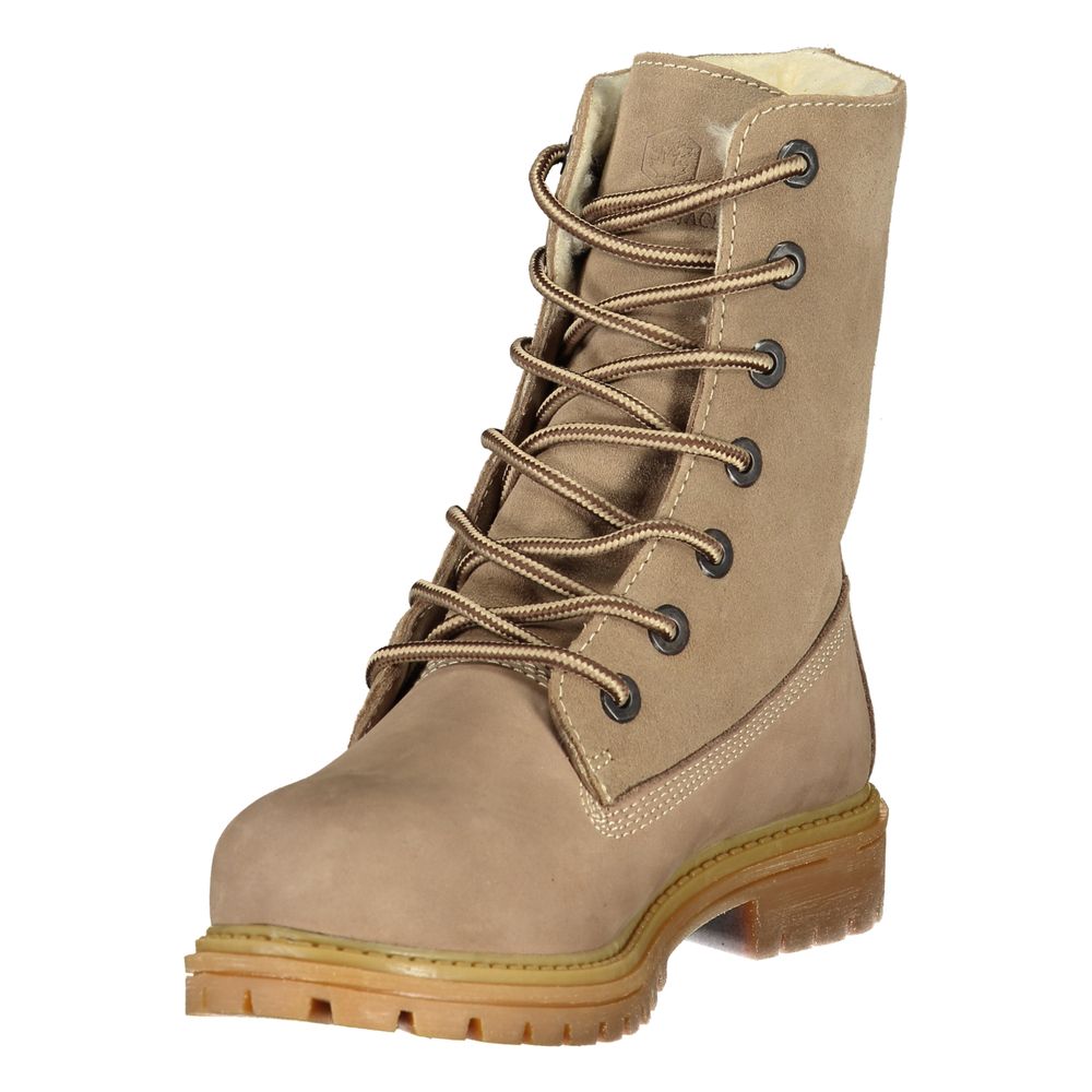 Beige Leather Women's Ankle Boot