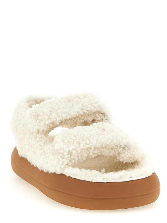 White Lambskin Flat Sandals