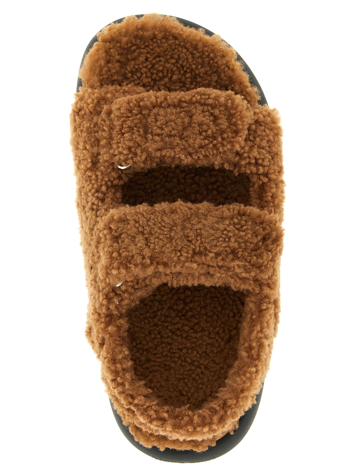 Brown Lambskin Flat Sandals