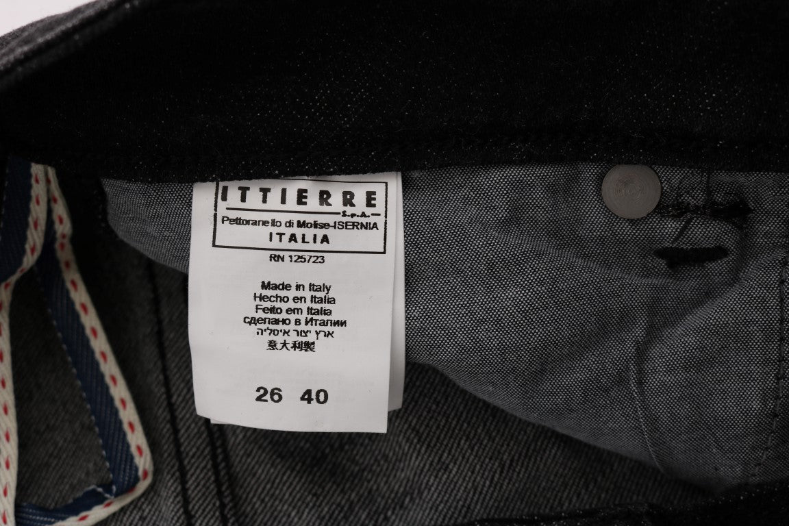 Black Denim Cotton Bottoms Slim Fit Jeans