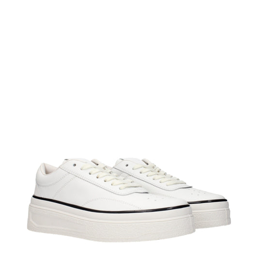White Leather Low Top Sneakers