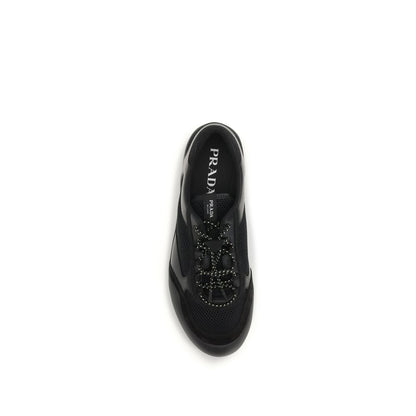 Black Polyester Athletic Sneakers