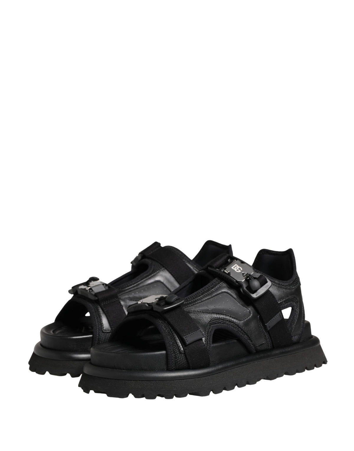 Black Logo Detailed Men Chunky Sandals Shoes