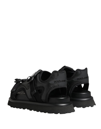 Black Logo Detailed Men Chunky Sandals Shoes