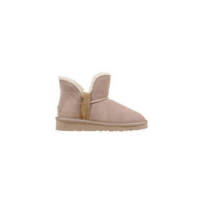Beige Leather Ankle Boots