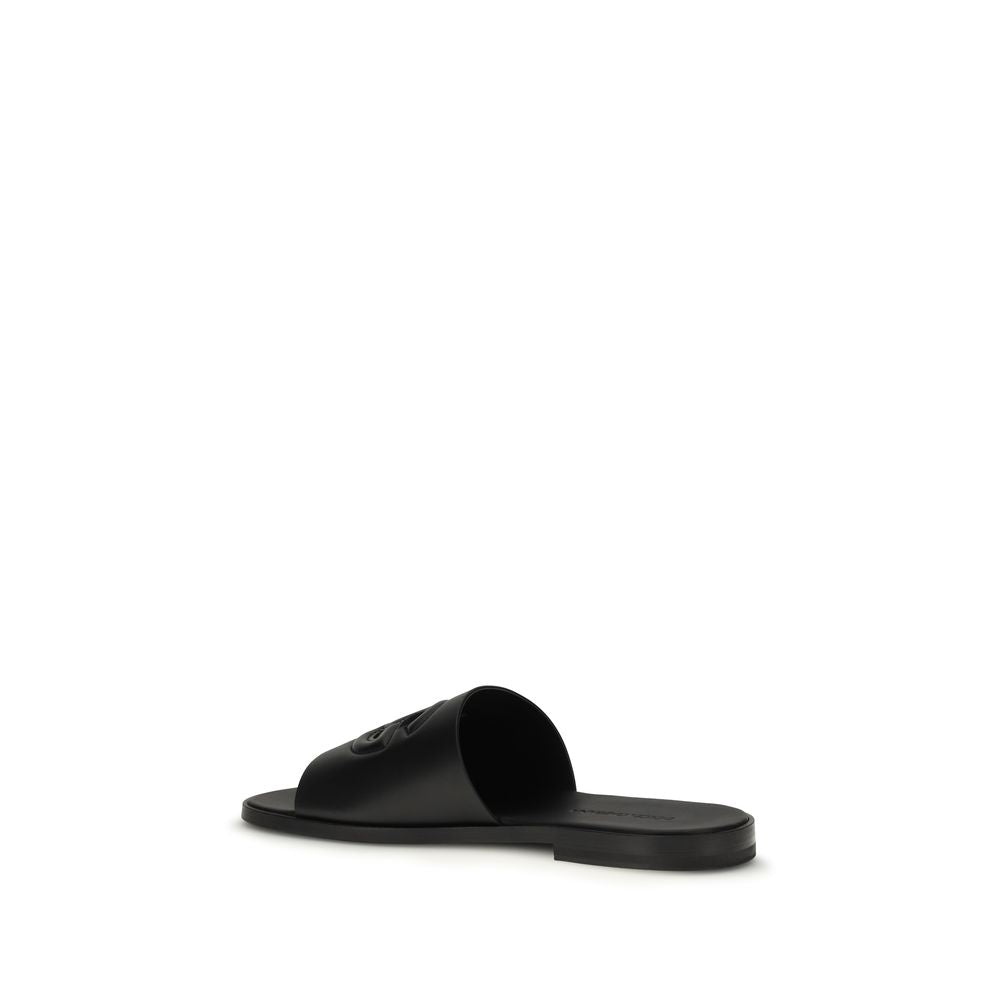 Black Calf Leather Bos Taurus Sandals