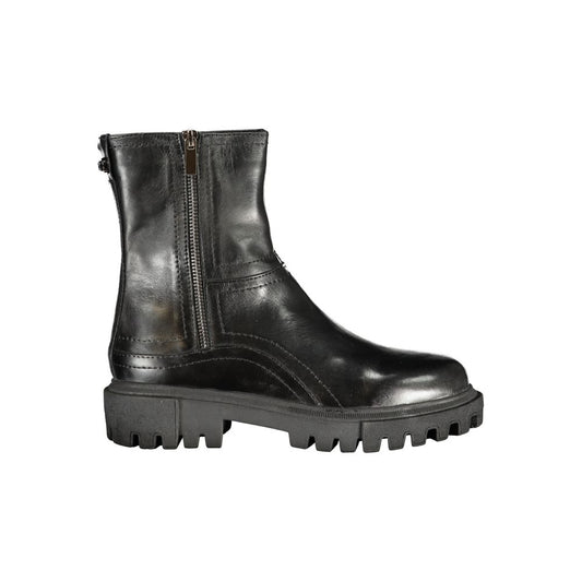 Black Leather Women Boot
