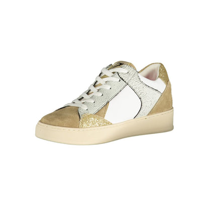 White Polyurethane Women Sneaker