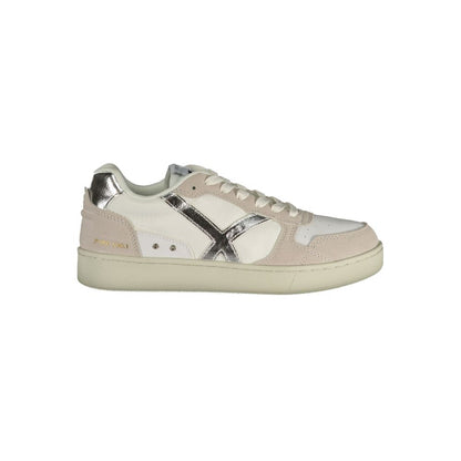 White Polyurethane Women Sneaker