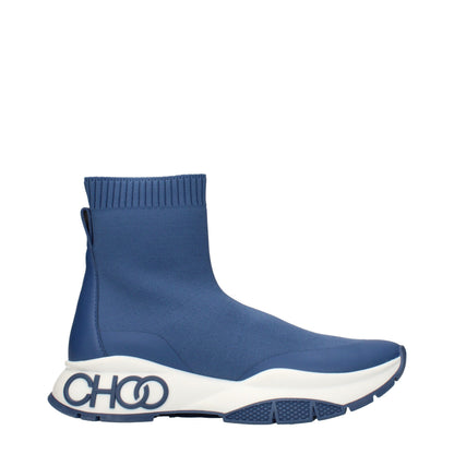 Blue Fabric Ankle Boots
