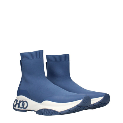 Blue Fabric Ankle Boots