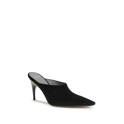 Black Suede Leather Mules