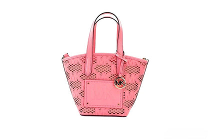 Michael Kors Kimber Small Tea Rose Leather 2-In-1 Zip Tote Messenger Bag Purse