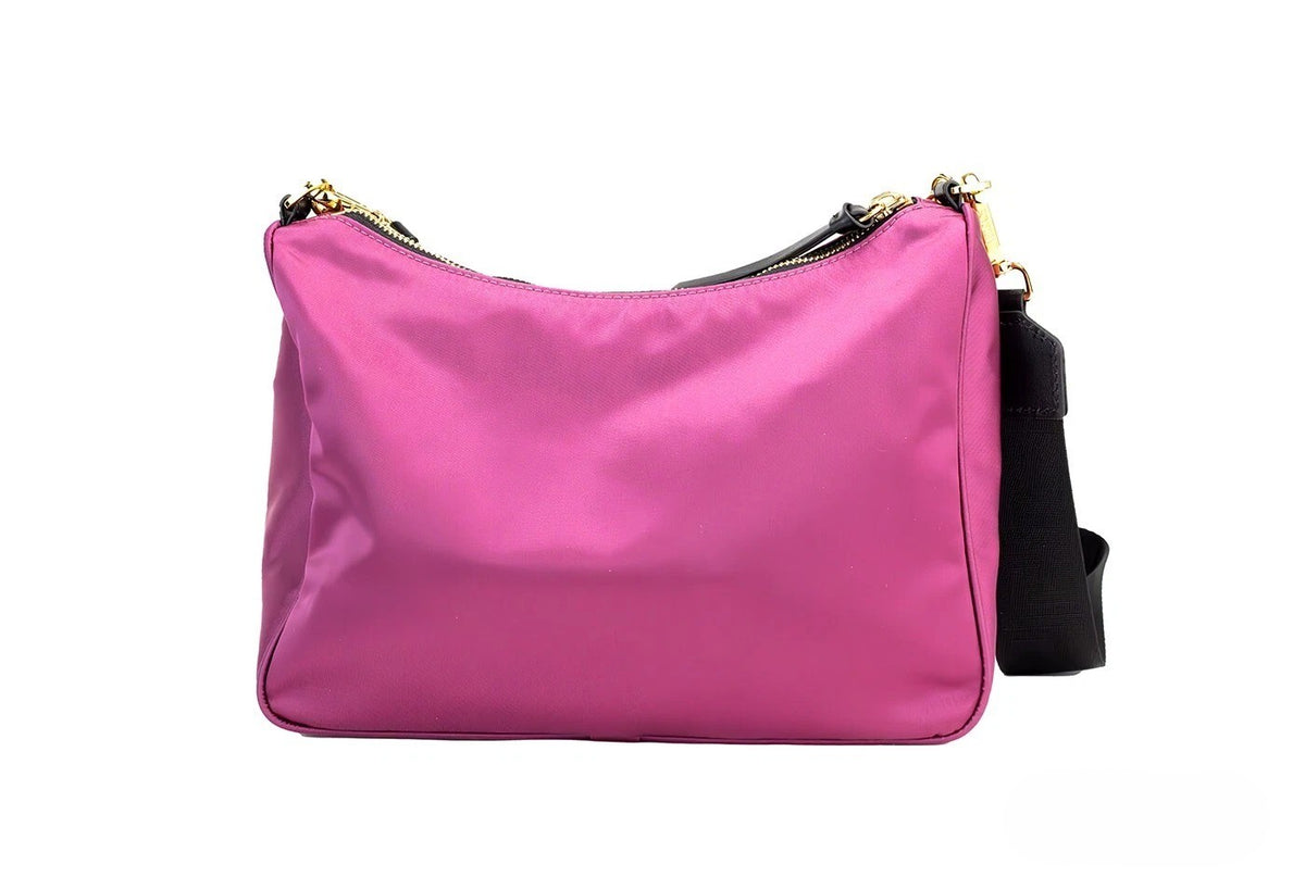 Versace Small Dahlia Nylon Fabric Medusa Pendant Crossbody Shoulder Purse Bag