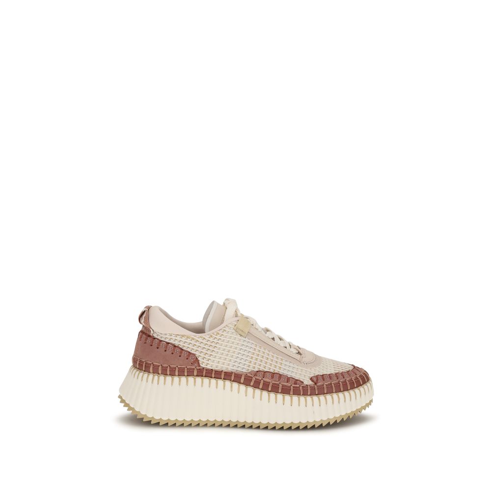 Beige Nylon Athletic Sneakers