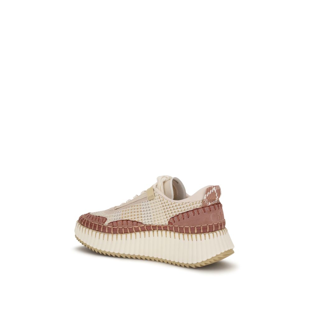 Beige Nylon Athletic Sneakers