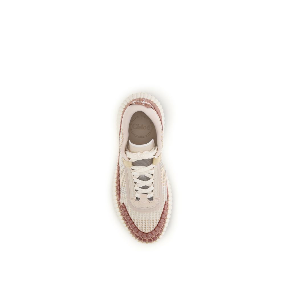 Beige Nylon Athletic Sneakers