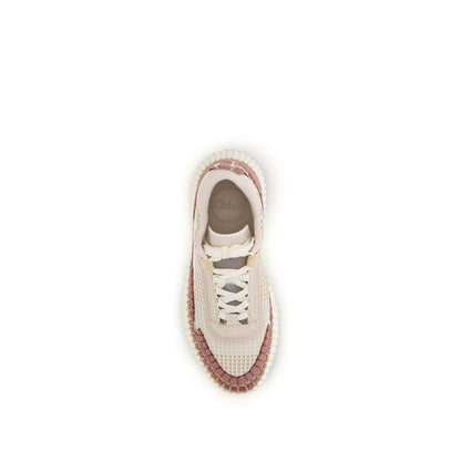 Beige Nylon Athletic Sneakers