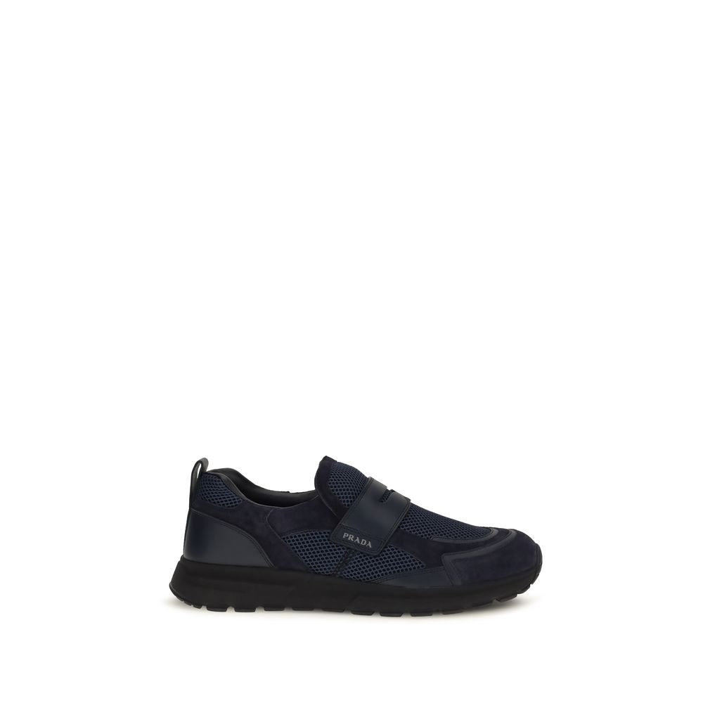 Blue Leather Athletic Sneakers