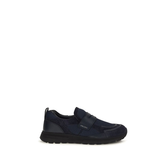 Blue Leather Athletic Sneakers