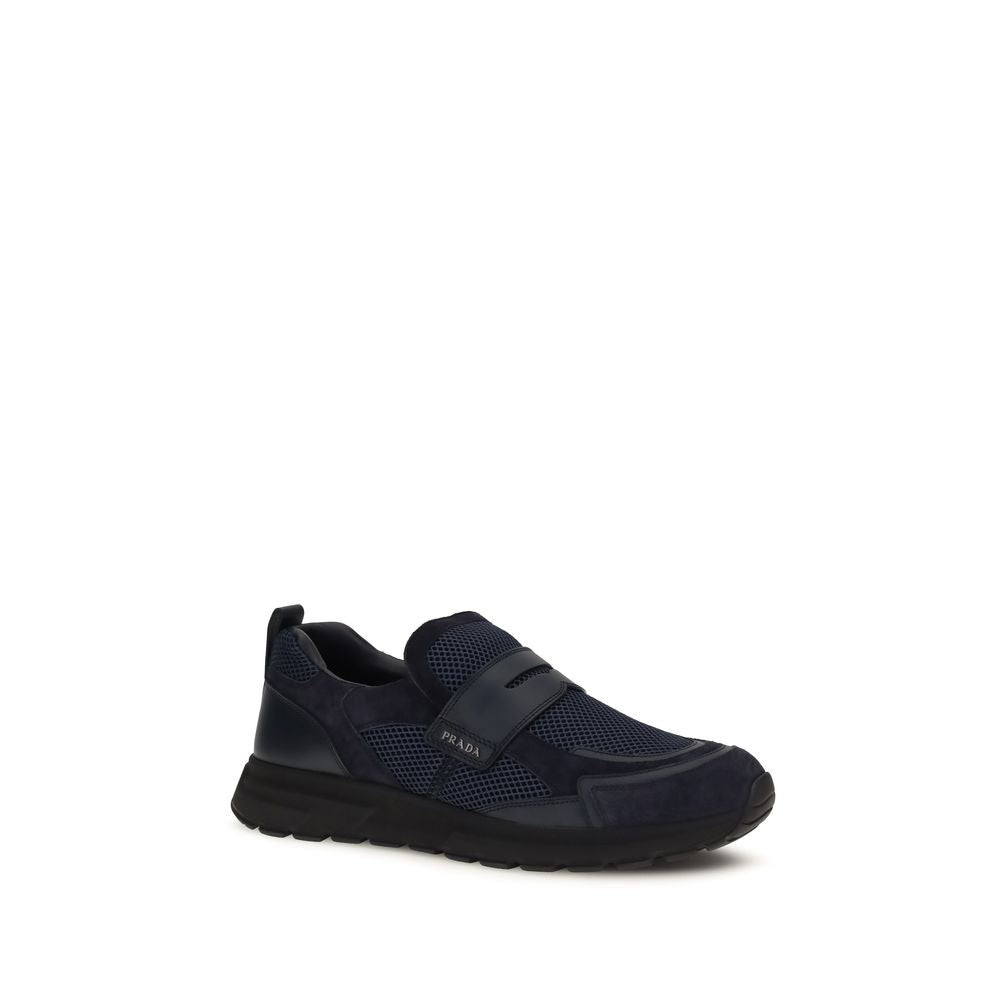 Blue Leather Athletic Sneakers