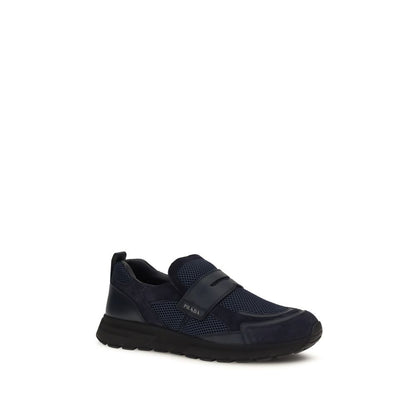 Blue Leather Athletic Sneakers