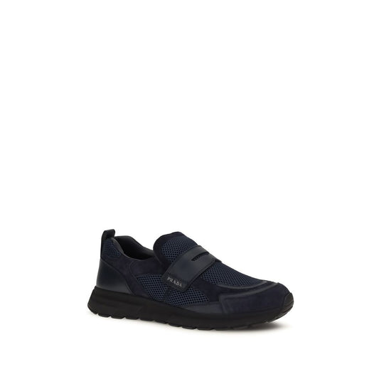Blue Leather Athletic Sneakers