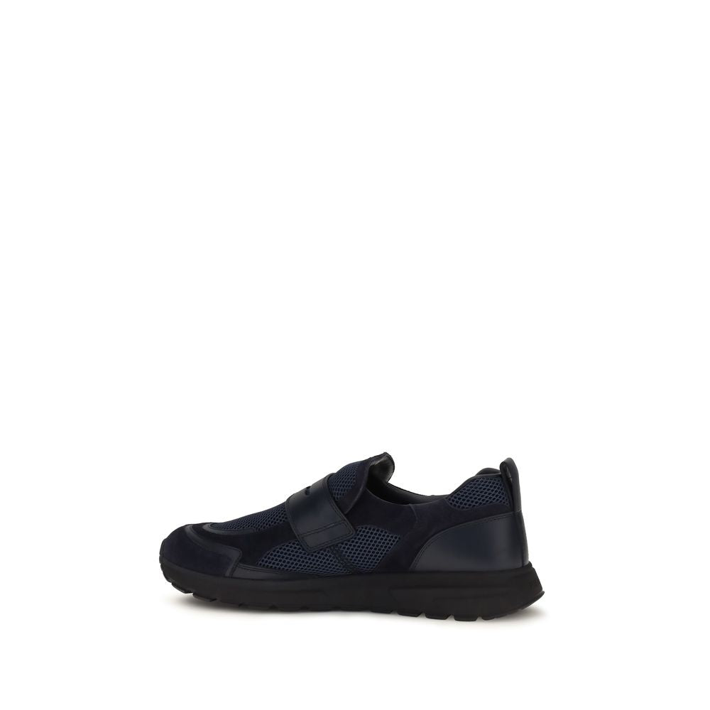 Blue Leather Athletic Sneakers
