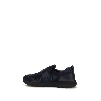Blue Leather Athletic Sneakers