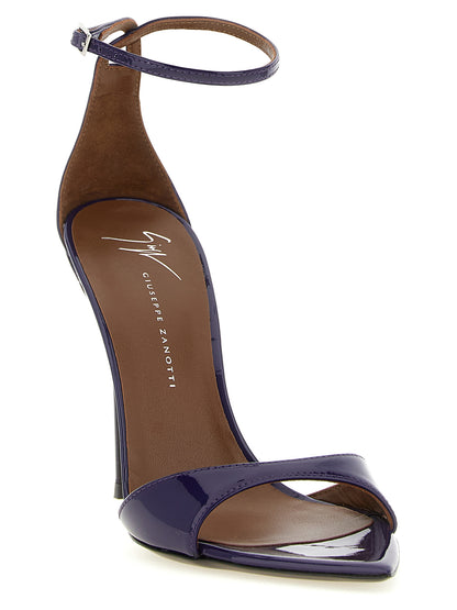 Purple Calfskin Stiletto Heel Sandals