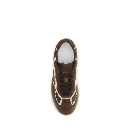 Brown Suede Leather Low Top Sneakers