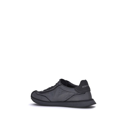 Black Polyester Athletic Sneakers