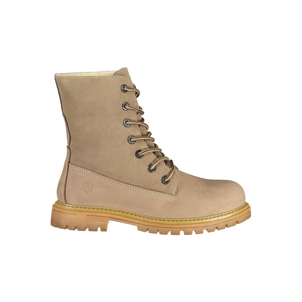 Beige Leather Women's Ankle Boot
