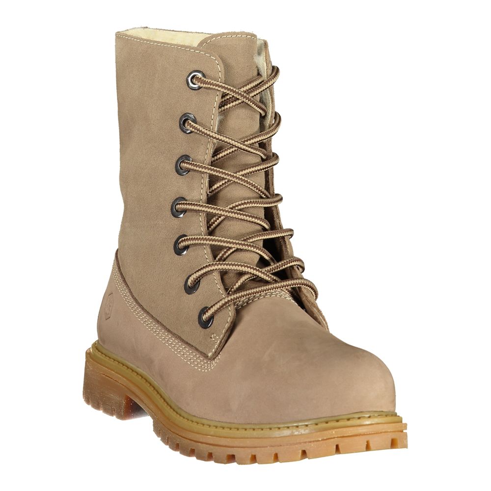 Beige Leather Women's Ankle Boot