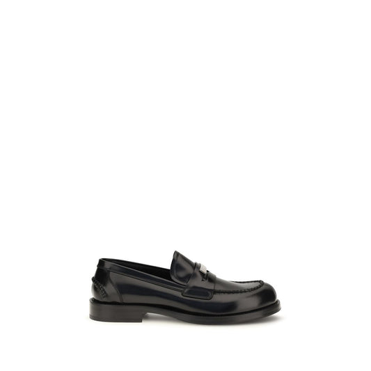 Black Calf Leather Bos Taurus Slip-On Loafers