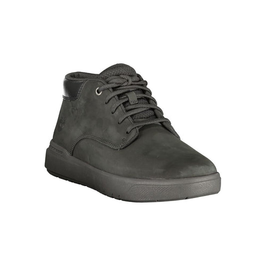 Black Leather Mens Sneaker