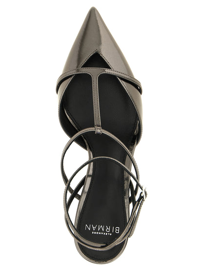 Silver Calfskin Mid Heel Pumps