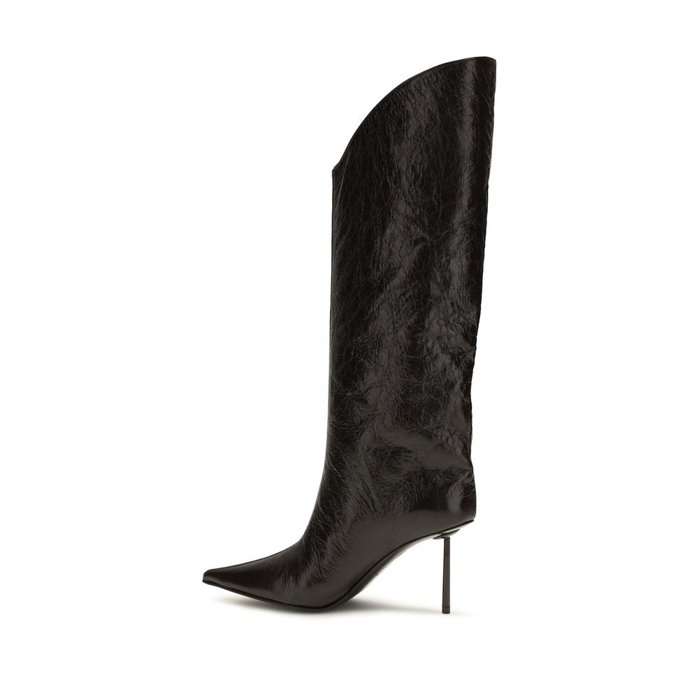 Black Calf Leather Bos Taurus High Heel Boots