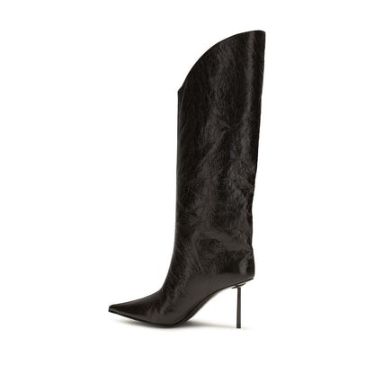 Black Calf Leather Bos Taurus High Heel Boots