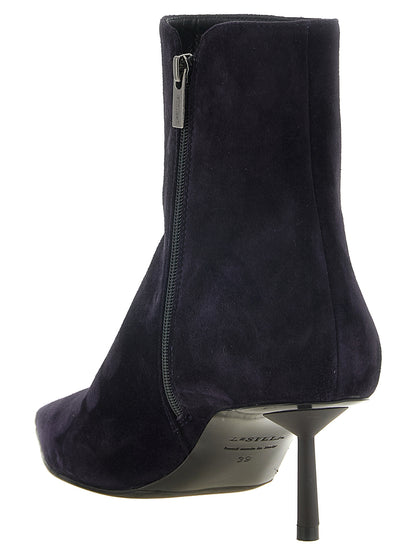 Blue Lambskin Ankle Boots