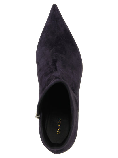 Blue Lambskin Ankle Boots