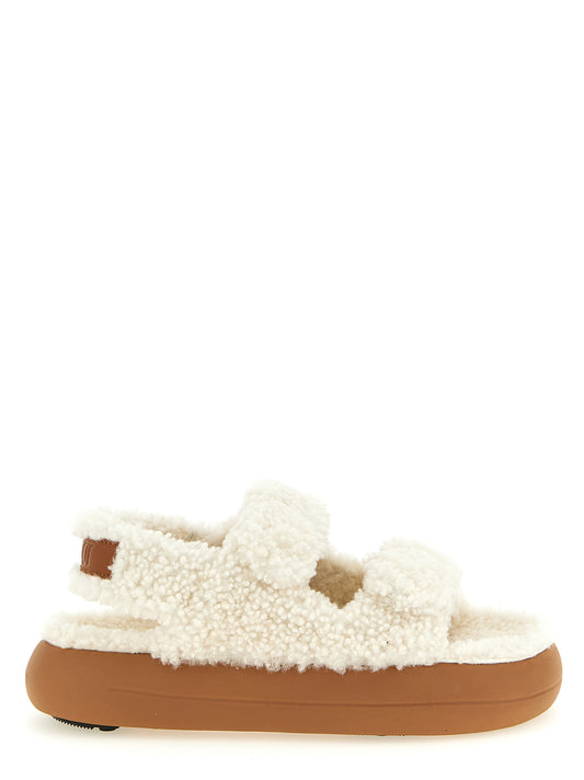 White Lambskin Flat Sandals