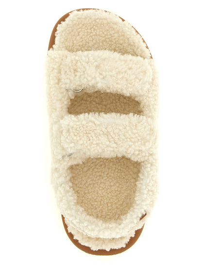 White Lambskin Flat Sandals