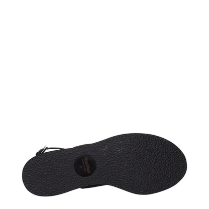 Black Fabric Flat Sandals