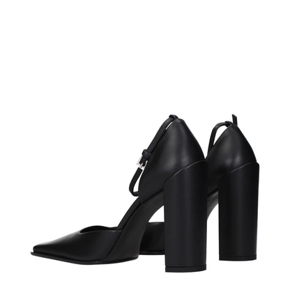 Black Leather High Heel Pumps