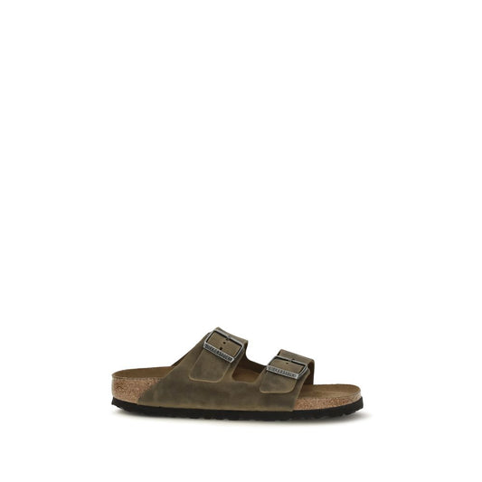 Bicolor Nubuc Leather Flat Sandals