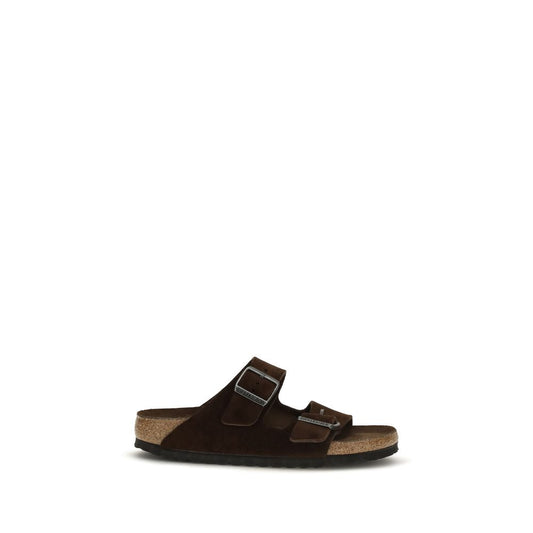 Brown Nubuc Leather Flat Sandals