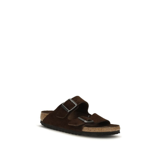 Brown Nubuc Leather Flat Sandals